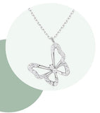 Elegant Butterfly Necklaces and Ring in Fine 925 Sterling Silver with CZ