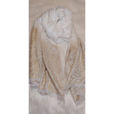 Calvin Klein Metallic Logo Wrap & Scarf in One-Gold and Ivory - The Pink Pigs, A Compassionate Boutique