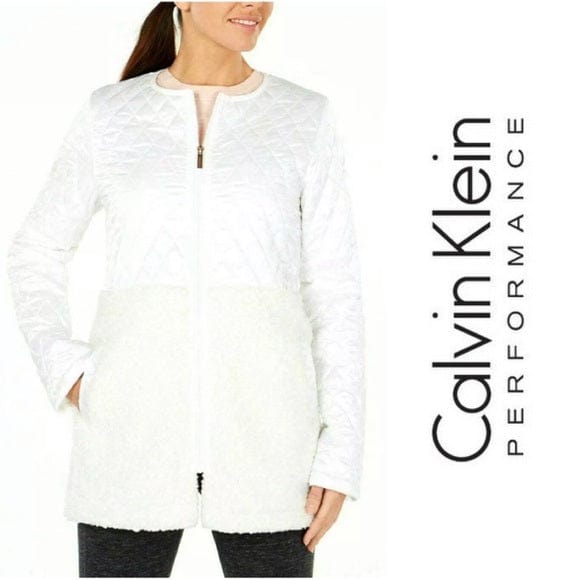 Calvin Klein Performance Quilted Fleece Jacket Liquid White Small NWT - The Pink Pigs, A Compassionate Boutique