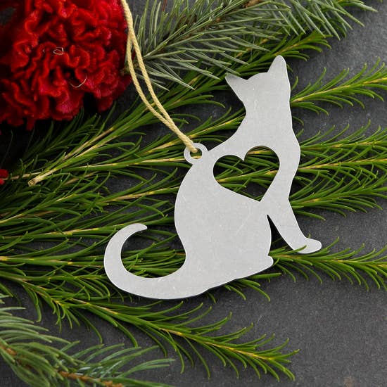 Cat Metal Ornament - The Pink Pigs, A Compassionate Boutique