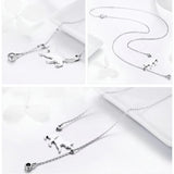 Cat Necklace Sterling SIlver with CZ Ball Adjustable 18" Chain