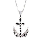 Celtic Black and CZ Sterling Silver Anchor Necklace-Uniquely Beautiful!