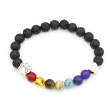 Pet Paw Lava Stone 8mm Beaded Bracelets with Rainbow Chakras Aromatherapy Diffuser Bracelets