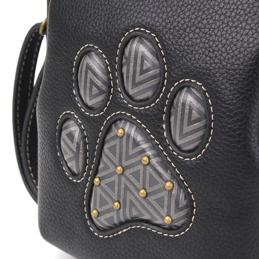 Chala Black UNI-Cellphone Crossbody Paw Print NEW DESIGN! - The Pink Pigs, Animal Lover's Boutique