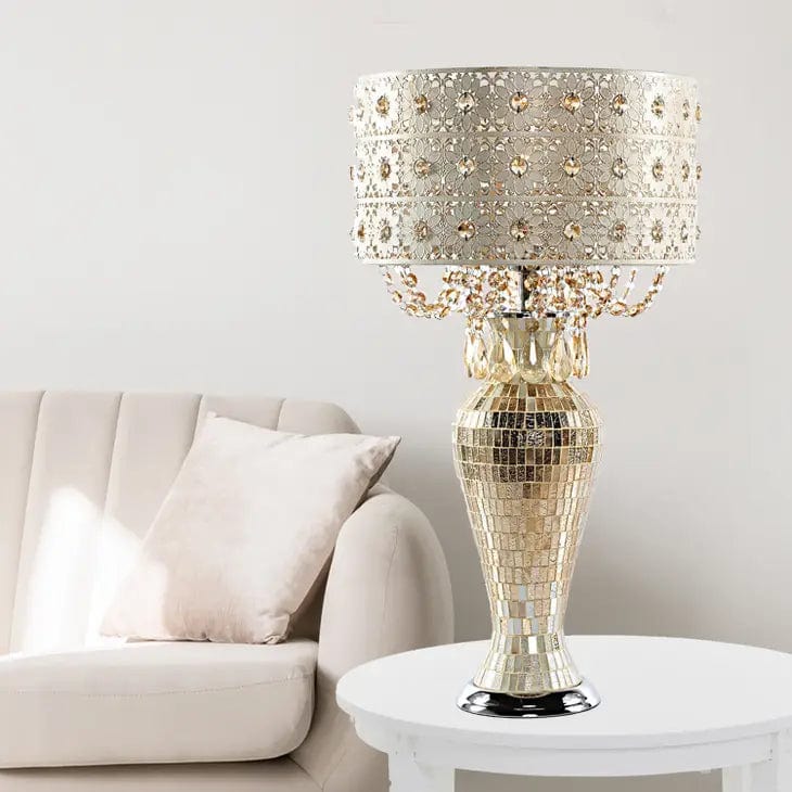 Champagne Crystal and Stained Glass Table Lamp-Breathtaking!