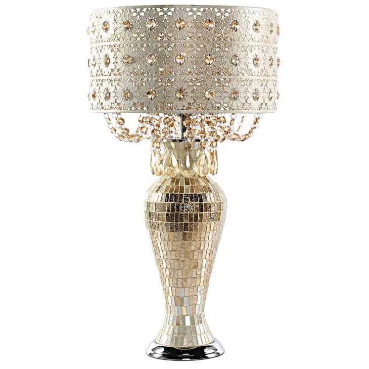 Champagne Crystal and Stained Glass Table Lamp-Breathtaking!
