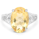 5ct Citrine and Diamond Statement Ring in Sterling Silver, Stunning! - The Pink Pigs, A Compassionate Boutique