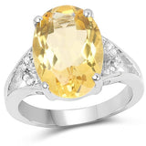 5ct Citrine and Diamond Statement Ring in Sterling Silver, Stunning!