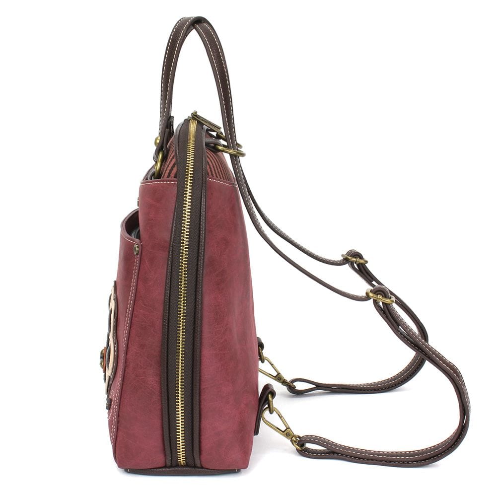 Convertible Paw Backpack/Purse by Chala, Vegan, Burgundy - The Pink Pigs, Animal Lover's Boutique