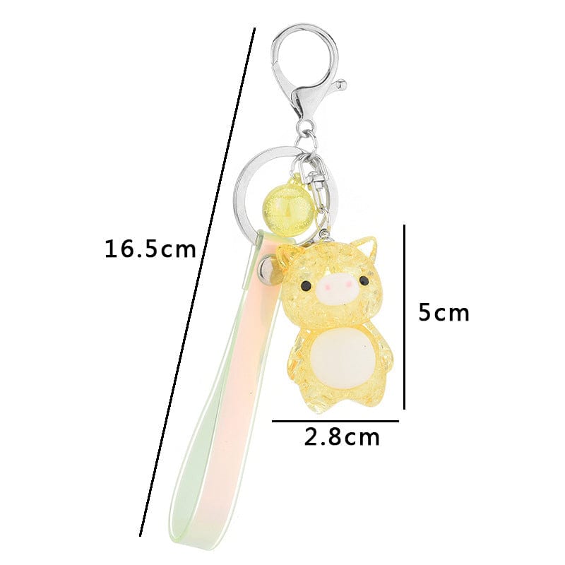 Crackled Acrylic Pig KeyChain, Lights Up! Super Cute for Kids - The Pink Pigs, A Compassionate Boutique