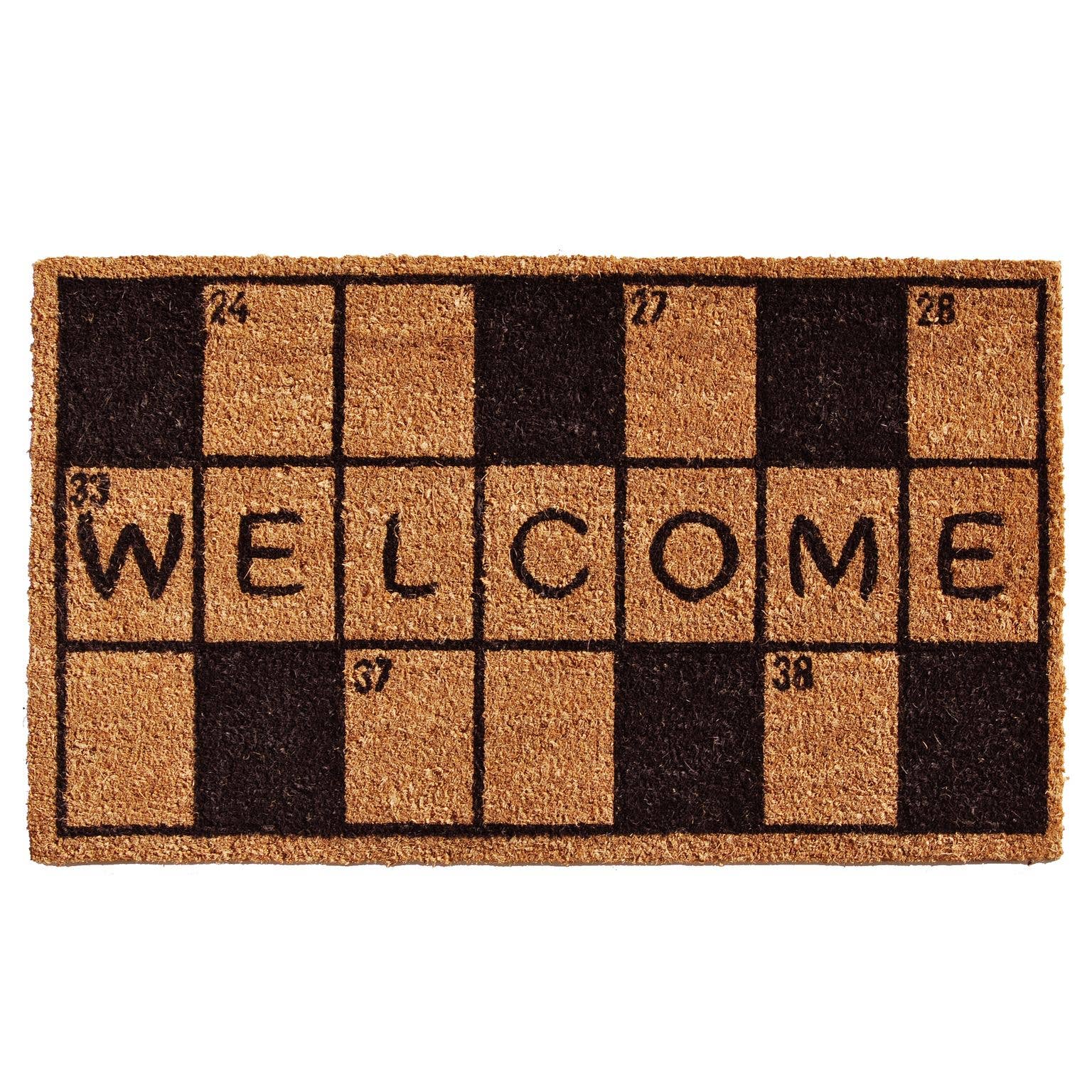 Scrabble Crossword Welcome Mat-Coir, Made in the USA! - The Pink Pigs, A Compassionate Boutique