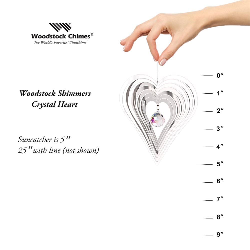 Woodstock Chimes Crystal Heart "Shimmer" Spinning Heart - The Pink Pigs, A Compassionate Boutique