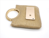Glittering Gold Rhinestone Evening Bag with Handle
