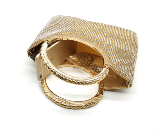 Glittering Gold Rhinestone Evening Bag with Handle