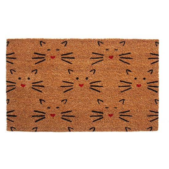 Love Cats Coir Welcome Mat Handmade Cute Kitty Faces Welcome You Home! - The Pink Pigs, A Compassionate Boutique