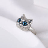 Cute Cat Fashion RIng Blue Eyes