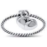 Captured Heart Dangling from a Sterling Silver Rope Band, Simple and so CUTE!