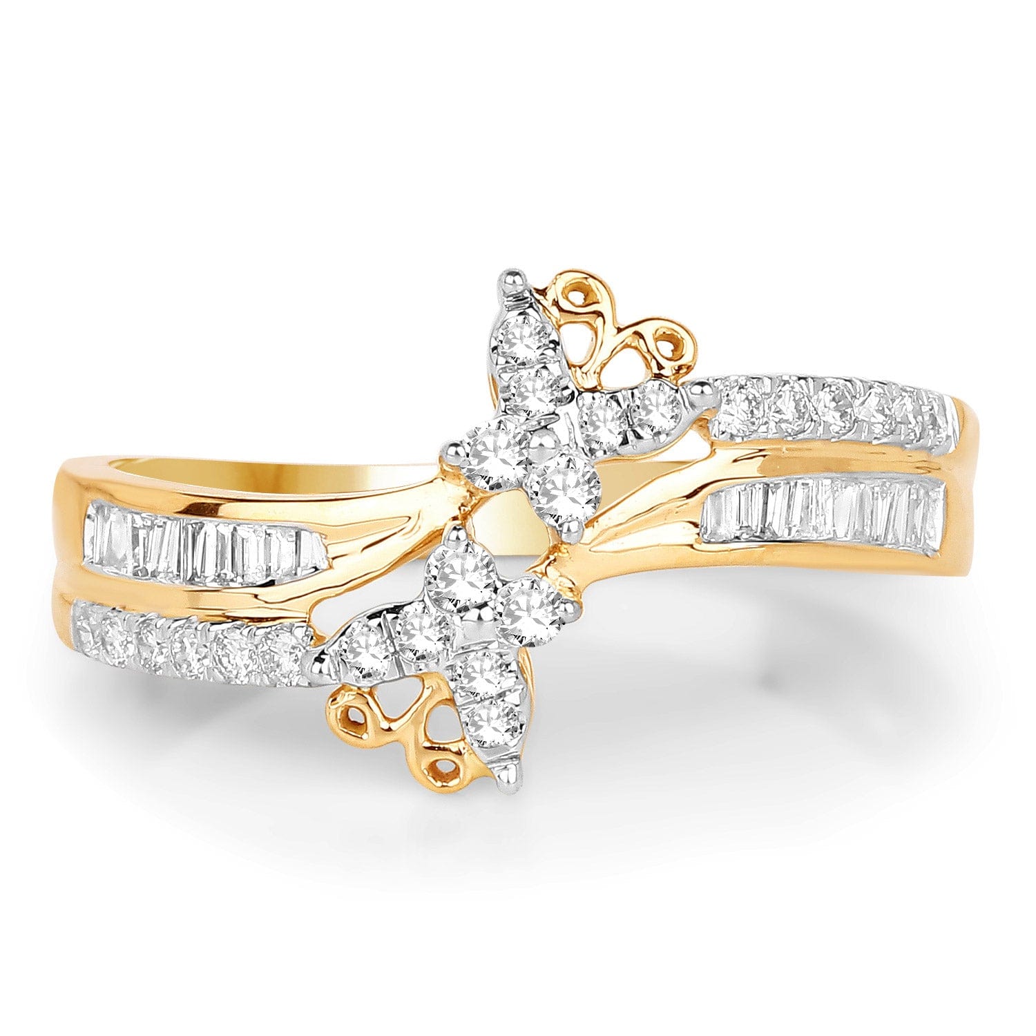 Diamond Butterfly Ring 14K Yellow Gold