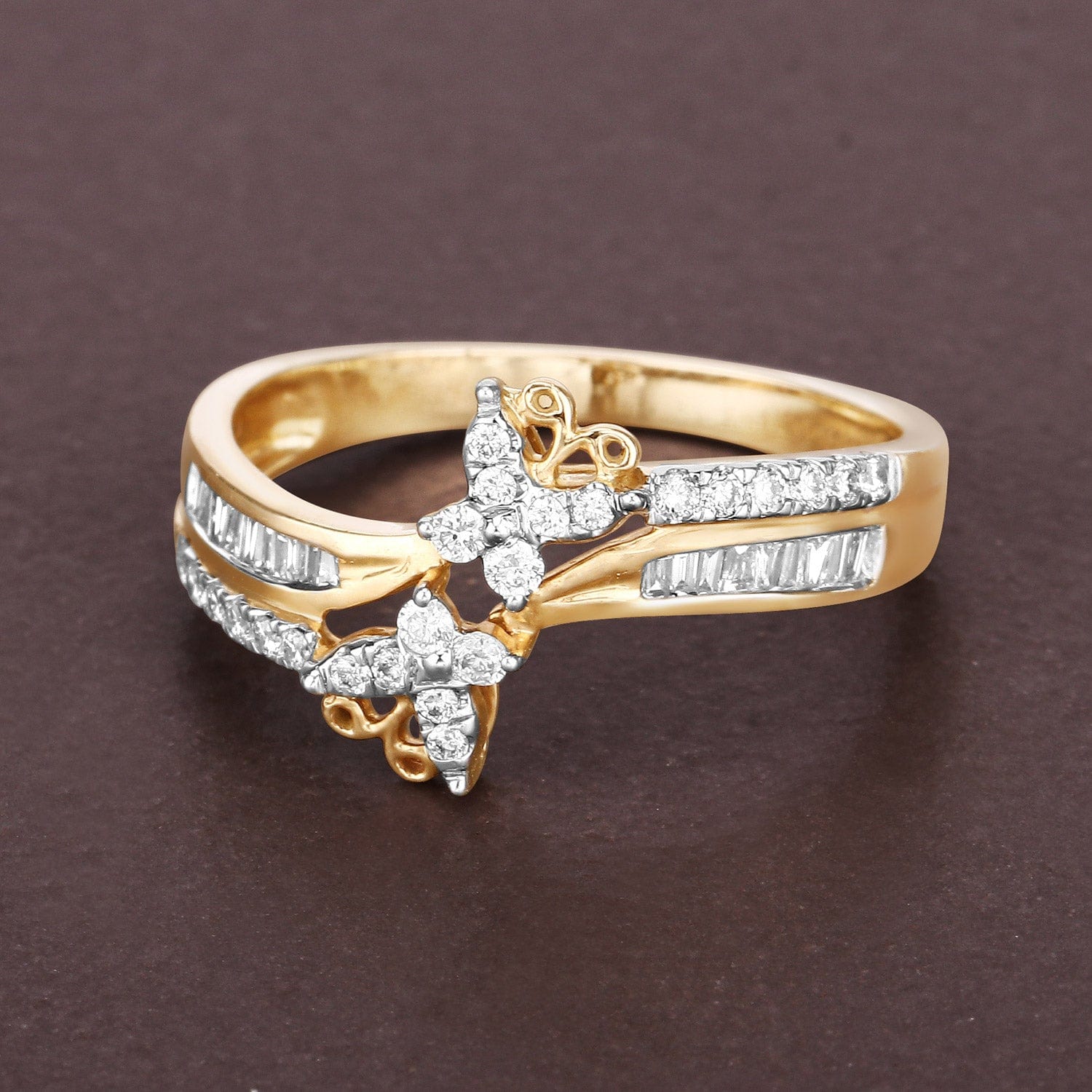 Diamond Butterfly Ring 14K Yellow Gold
