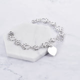 Pet Paw Bracelet with Heart Sterling Silver, Engraveable