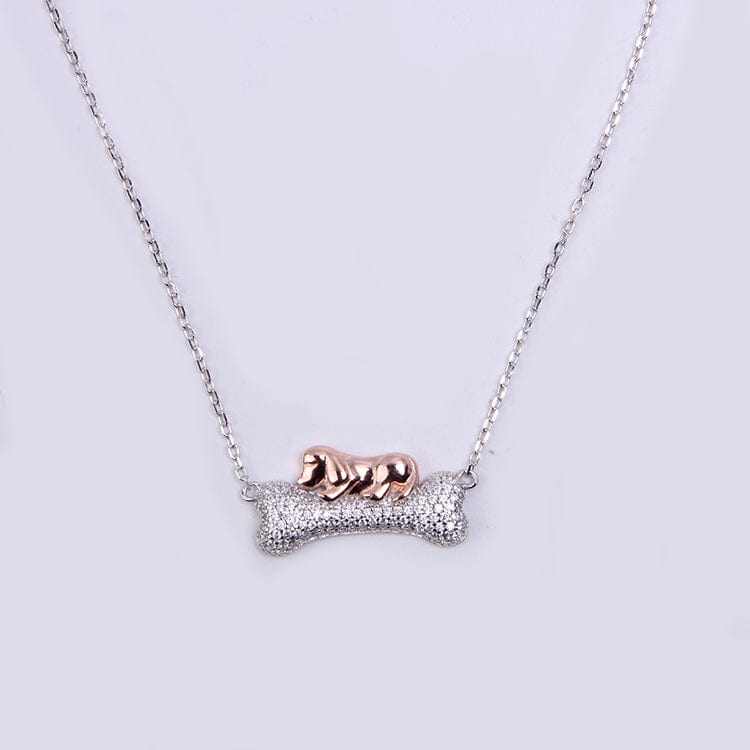 Dog Sleeping on Bone Necklace - The Pink Pigs, A Compassionate Boutique
