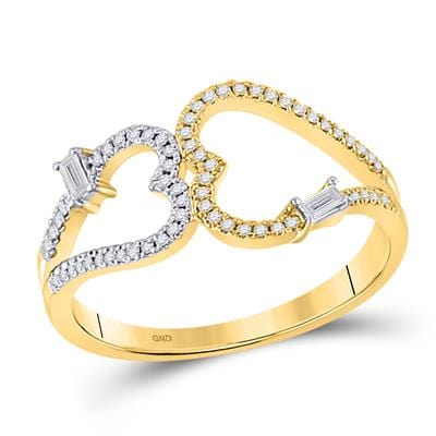 Double Heart Diamond Ring14K Gold, Romance plus Compassion in Action! - The Pink Pigs, A Compassionate Boutique
