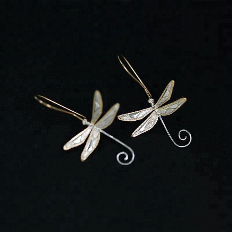 Dainty Dragonfly Sterling Silver Jewelry Earrings and Necklace Handmade Works of Art! - The Pink Pigs, A Compassionate Boutique