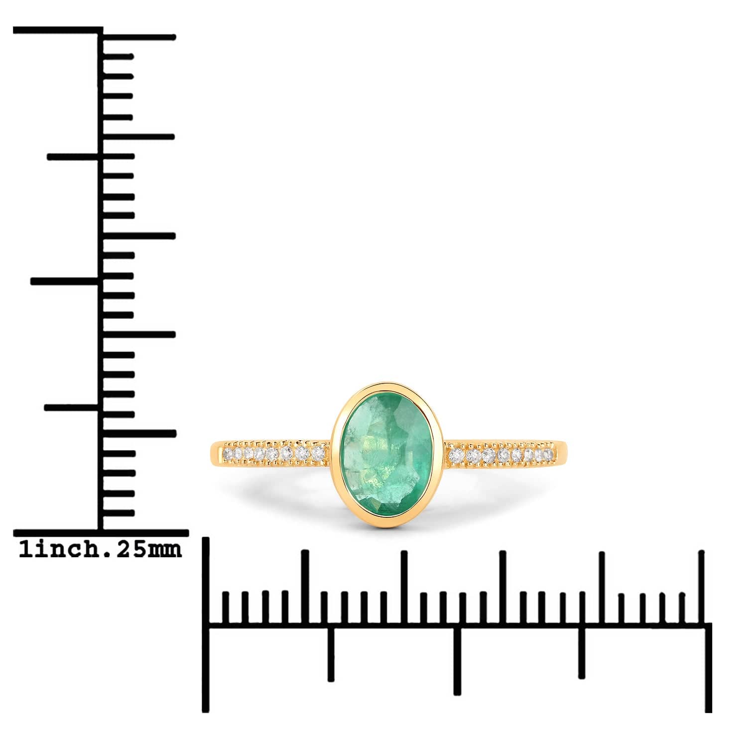 Emerald and Diamond Ring in 14K Yellow Gold Sleek and Modern - The Pink Pigs, A Compassionate Boutique