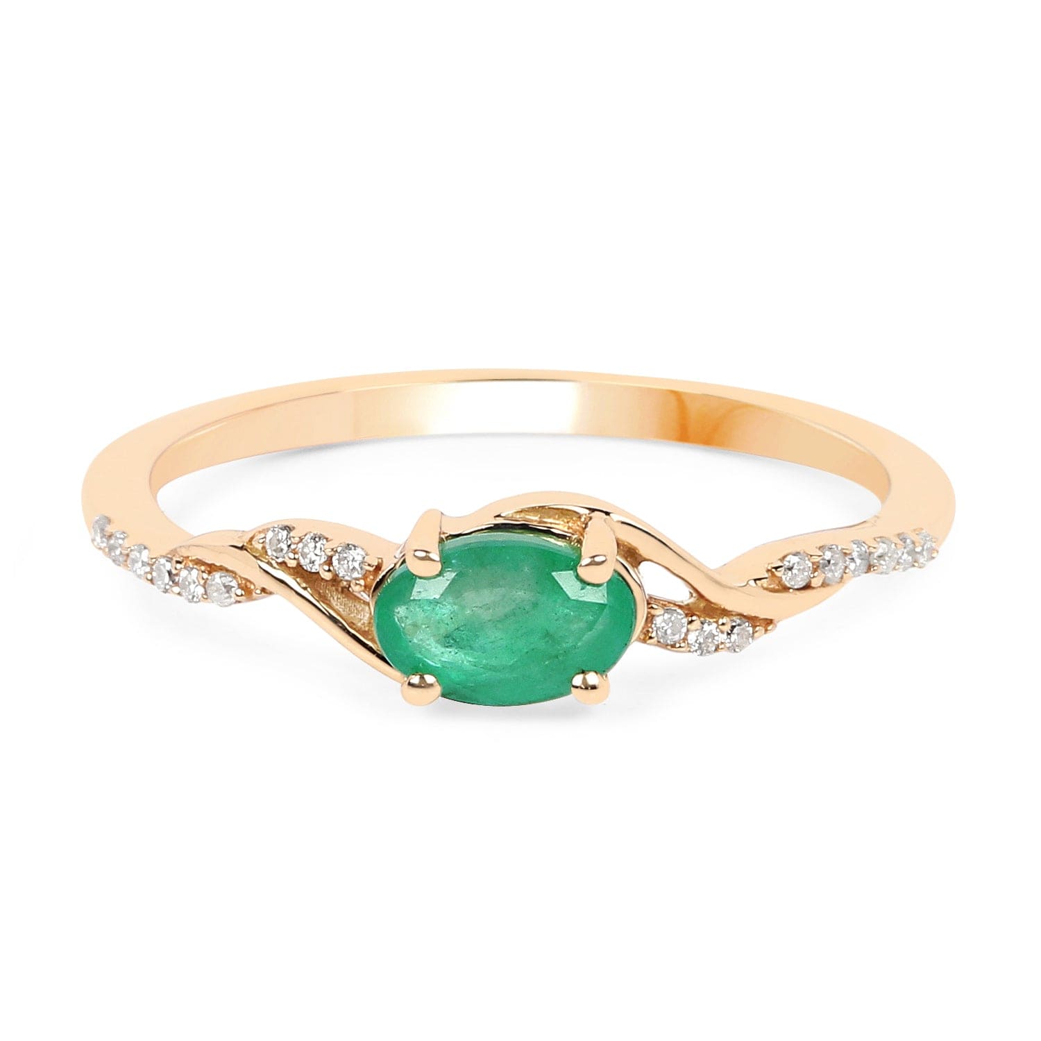 Zambian Emerald with Diamonds in 14K Gold, Exquisite yet Affordable! - The Pink Pigs, A Compassionate Boutique