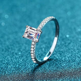 Emerald Cut D VVS Moissanite Engagement Ring 1ct or 2ct