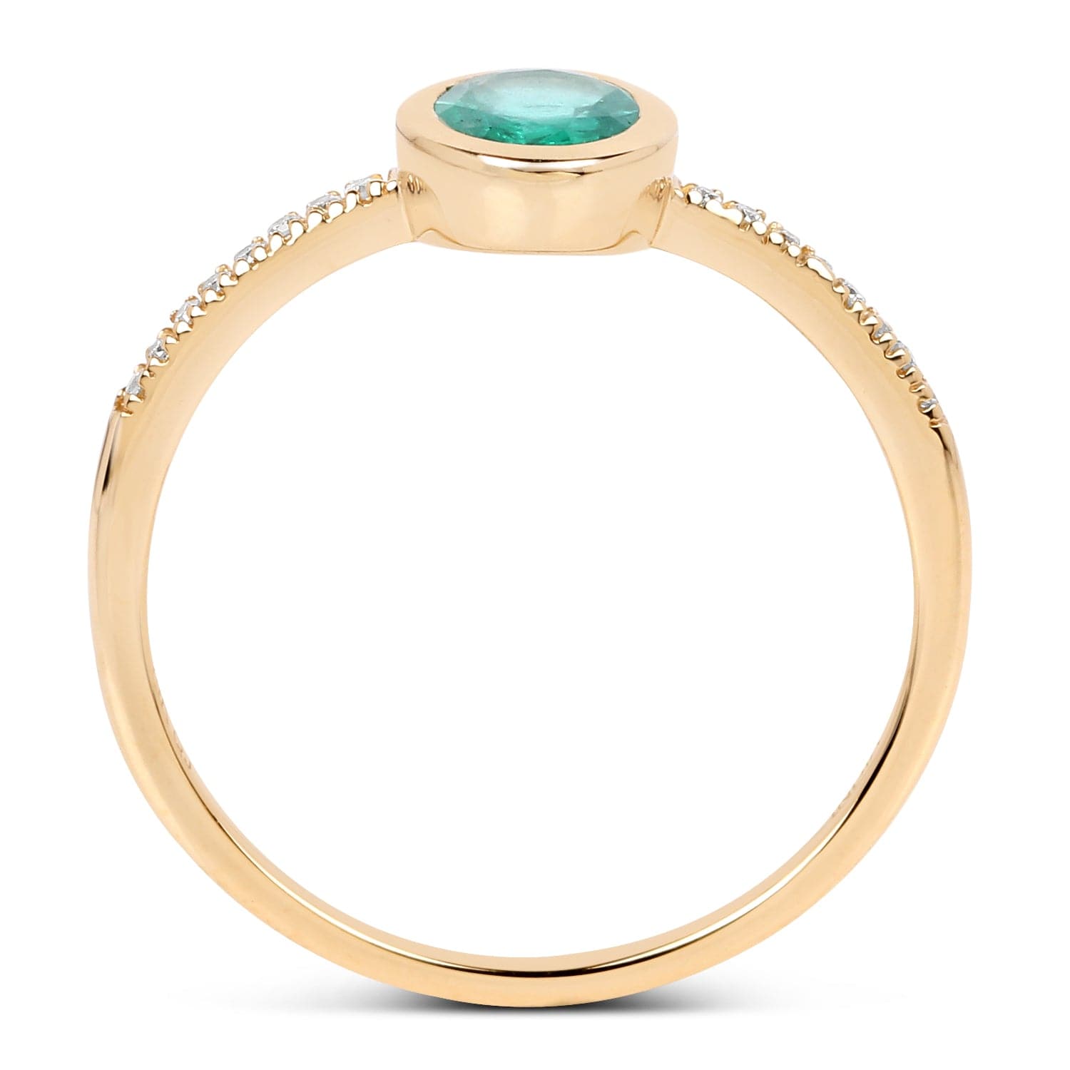 Emerald and Diamond Ring in 14K Yellow Gold Sleek and Modern - The Pink Pigs, A Compassionate Boutique