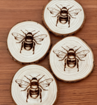 Engraved Wood Honey Bee Coasters*