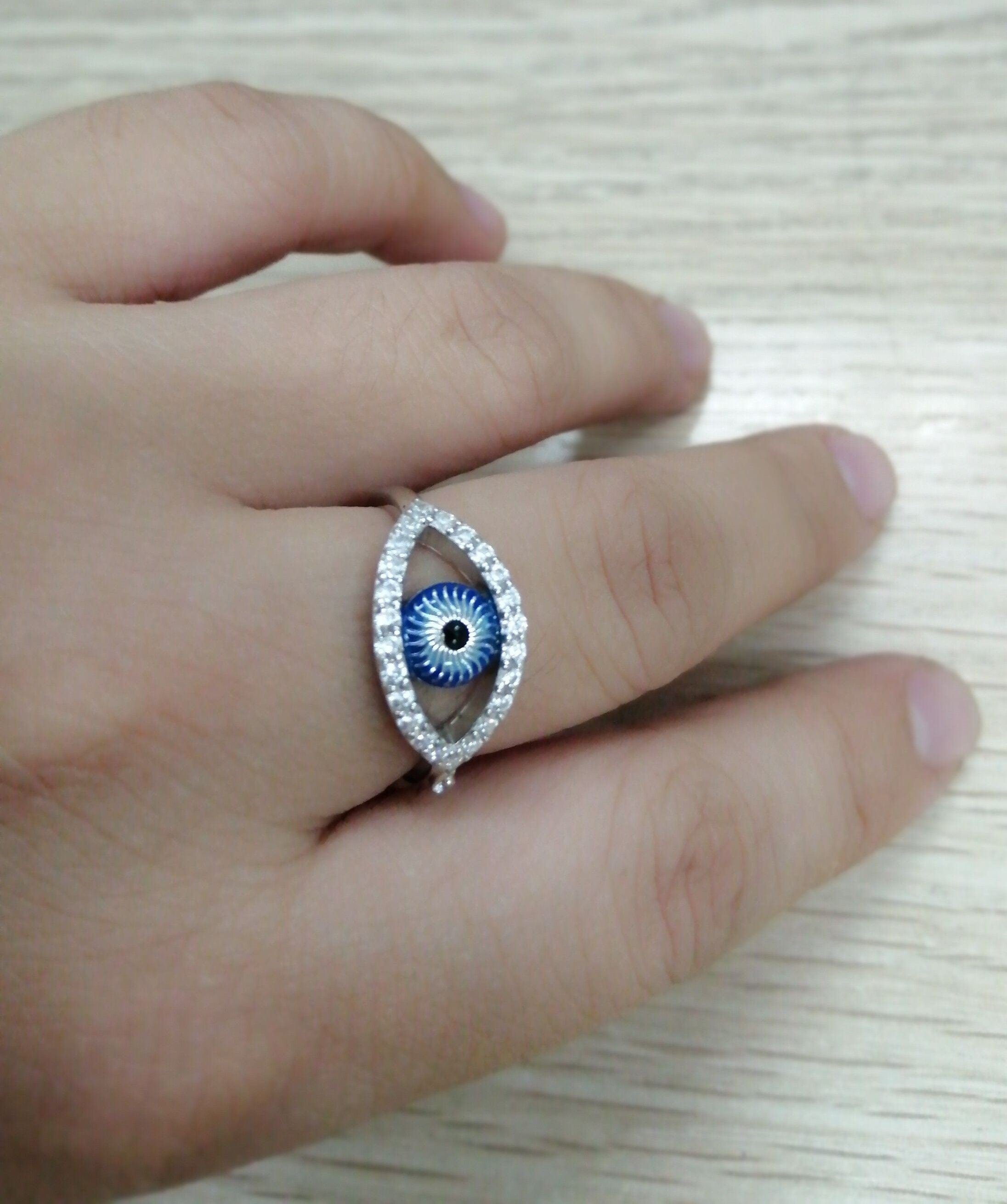 Evil Eye Ring and Pendant Fine Sterling Silver REALISTIC Look! 5A CZ Amazing! - The Pink Pigs, A Compassionate Boutique