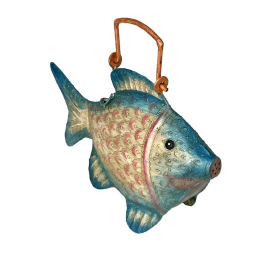 Fish Metal Art Watering Cans Decor So CUTE! - The Pink Pigs, A Compassionate Boutique