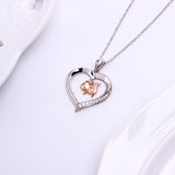 Flying Pig in a Heart with CZ Sterling Silver Necklace 18" Sliding Chain - The Pink Pigs, A Compassionate Boutique