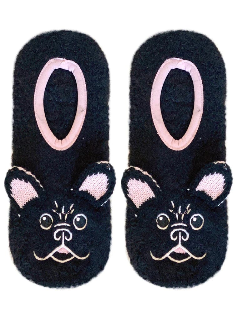 Fuzzy Frenchie Slipper Socks Fuzzy Footie Socks with Grips