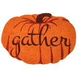 Gather Bright Pumpkin Entry Way Coir Mat, Handmade Welcome Mat
