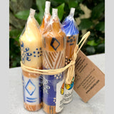 African Handmade Candles Blue Orange- Gift box of 2, 3 or 4 Short - Durra Design - Nobunto *