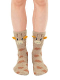 Giraffe Fuzzy Crew Slipper Socks Super Soft Unisex