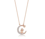Zodiac Baby Animal Necklaces-Chinese Zodiac Cute Rose Gold Plated Sterling Silver