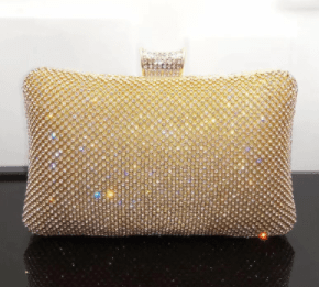 Gold Rhinestone Evening Bag, Clutch Handmade with Love!  Stunning!  Parties, here you come!