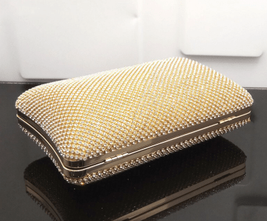 Gold Rhinestone Evening Bag, Clutch Handmade with Love!  Stunning!  Parties, here you come!