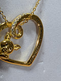 Yellow Gold Plated "Keep Me In Your Heart" Pig Necklace Sterling Silver