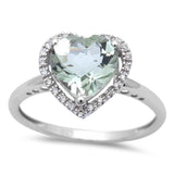Green Amethyst and Diamond Heart Ring in 14K White Gold-So Glamorous! - The Pink Pigs, A Compassionate Boutique
