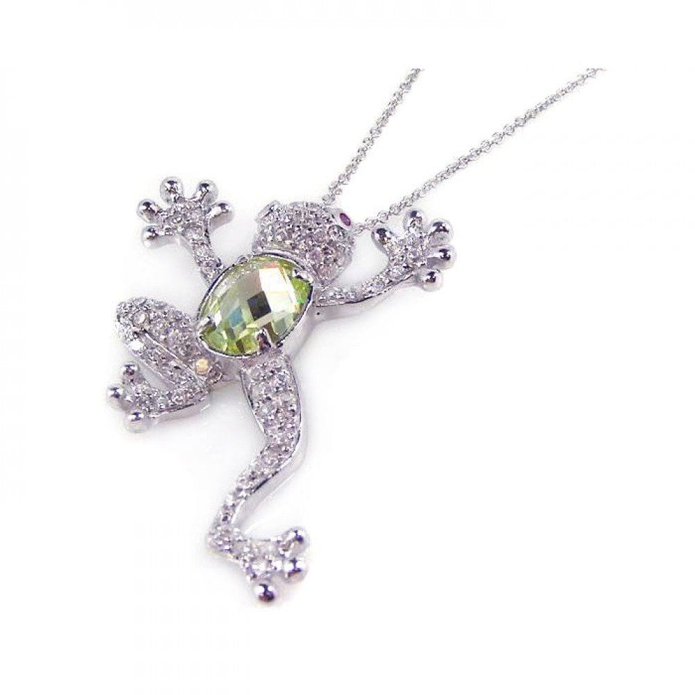 Green Tree Frog Necklace Beautiful Sterling Silver - The Pink Pigs, A Compassionate Boutique