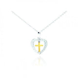 Gold Plated Cross in Hammered Sterling Silver Heart, Beautifully Simple and Elegant