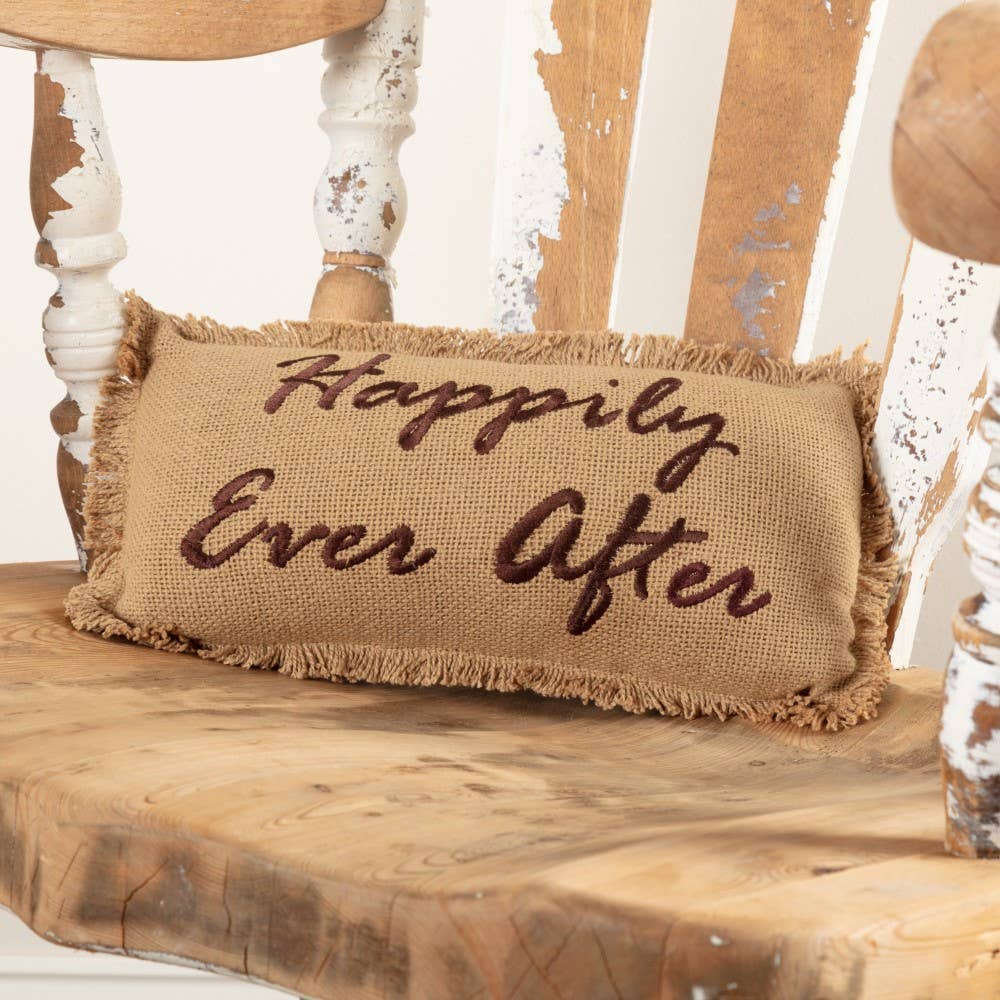 Romantic Pillows: Happily Ever After, Kiss Me Goodnight, Burlap Country Primitive Throw Pillow - The Pink Pigs, Animal Lover's Boutique