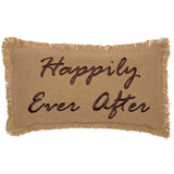 Happily Ever After Burlap Country Primitive Throw Pillow *