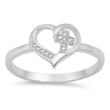 Heart with a Cross Promise of Purity Ring Sterling Silver - The Pink Pigs, Animal Lover's Boutique