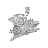 Hip Hop Sterling Silver Flying Pig Pendant Big & Beautiful! - The Pink Pigs, A Compassionate Boutique